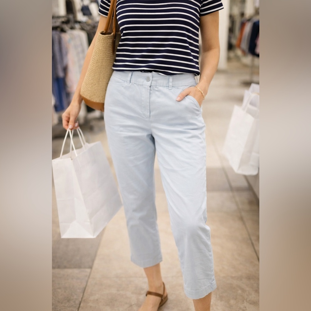 LOFT Curvy Crop Pants Size 8 Light Blue Khakis Ankle Work Casual Like New